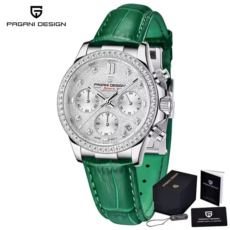 PAGANI DESIGN 1730 – Luxury Women's Quartz Chronograph Watch, Waterproof Dress Wristwatch with Original VD55 Movement