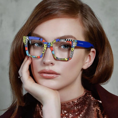 Vintage Square Glasses Frame – Trendy Designer Blue Light Blocking Eyeglasses for Men & Women Payton