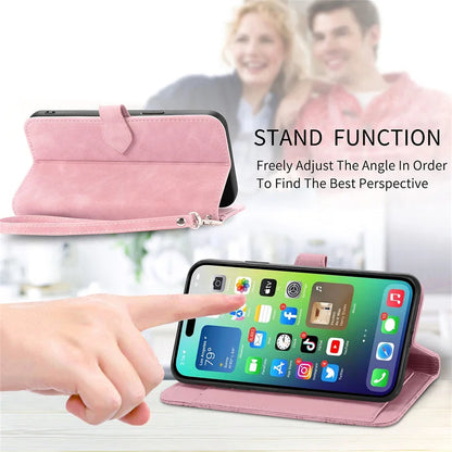Luxury PU Leather Wallet Phone Case | Zipper Card Holder with Butterfly Flower Design & Strap for iPhone 16, 15, 14 Pro and Samsung