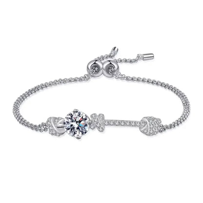 Trendy Double Chain Adjustable Bracelet – 925 Sterling Silver Elegant Moissanite Jewelry Lise