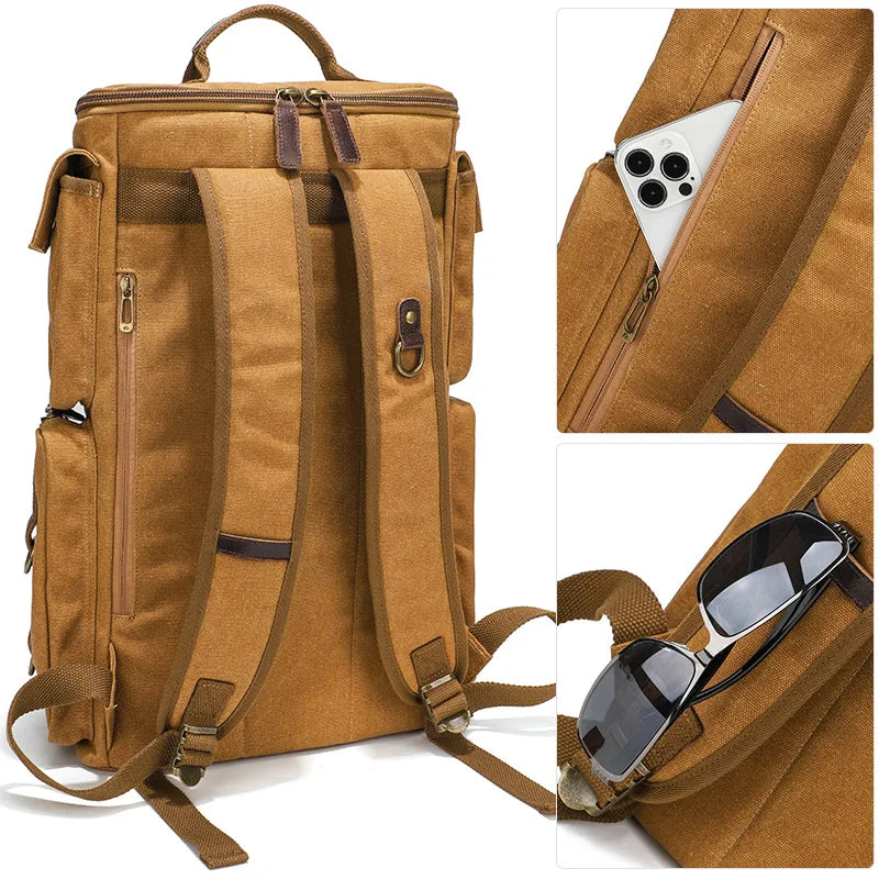 Retro Waterproof Travel Backpack for Men – Outdoor Leisure Bag with Large Capacity & Laptop Compartment