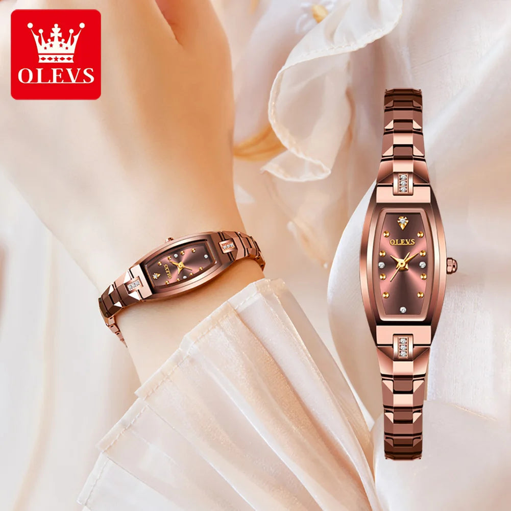 OLEVS 5501 Rose Gold Women's Quartz Watch – Waterproof 3ATM Alloy Wristwatch with Tungsten Steel Color Aubrey