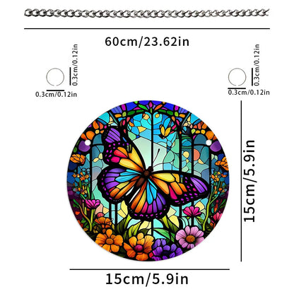 Tree of Life Suncatcher – 15cm Round Dyed Acrylic Window Hanging with Metal Chain, Peaceful Home Decor Gift
