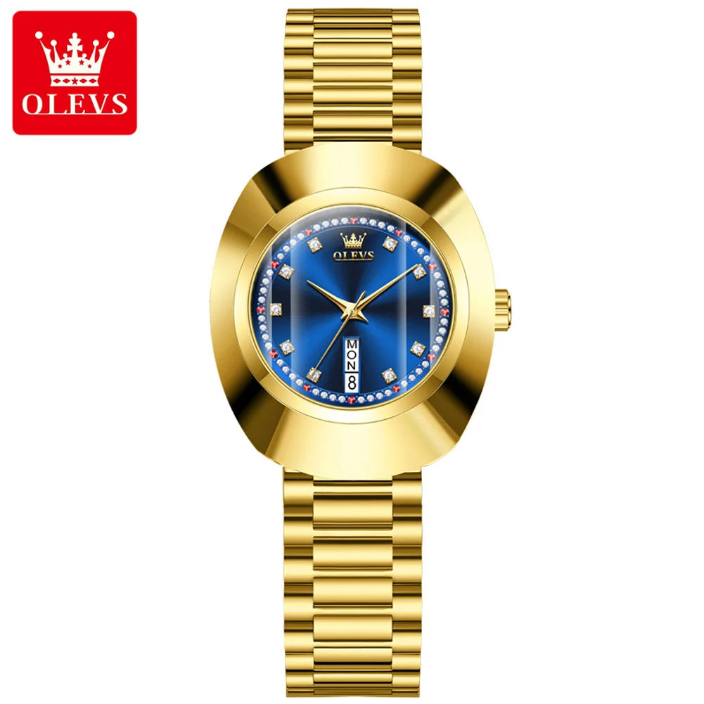 OLEVS 7017 Luxury Stainless Steel Women's Watch – Luminous, Diamond, Waterproof, Calendar Quartz Design