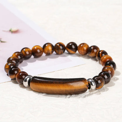 8mm Pink Crystal Bead Bracelet – Natural Stone Stretch Bracelet with Stainless Steel Accessories