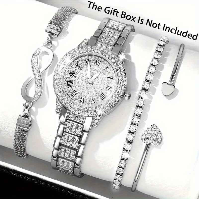 Fashion Classic Wristwatch Diamond Bracelet Women Quartz Watches Jewelry Gift Set for Ladies Susan