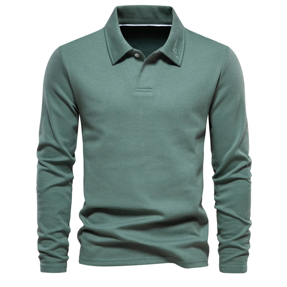 Men's Cotton V-Neck Long Sleeve T-Shirt - Casual and Comfortable Tops for Everyday Wear Owen
