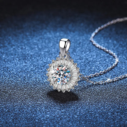 Classic Moissanite Pendant Necklace | Sterling Silver Anniversary & Engagement Gift Una