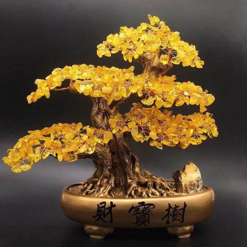 Natural Aventurine Crystal Money Tree – Lucky Fortune Feng Shui Ornament for Home & Office Decoration