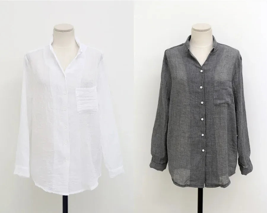 New Fashion Women’s Long Sleeve Cotton Linen Blouse – Lapel Button Cardigan Style, Lightweight Casual Tops for Women & Girls Kelyn