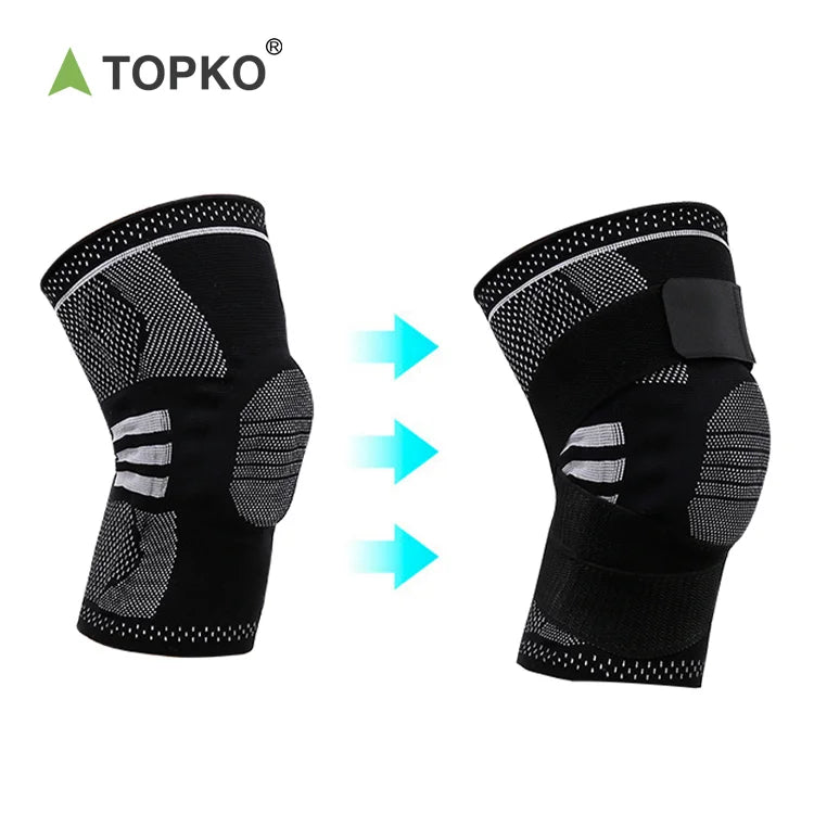 Knitted Elastic Nylon Knee Support Compression Sleeve with Adjustable Belt for Sports & Pain Relief