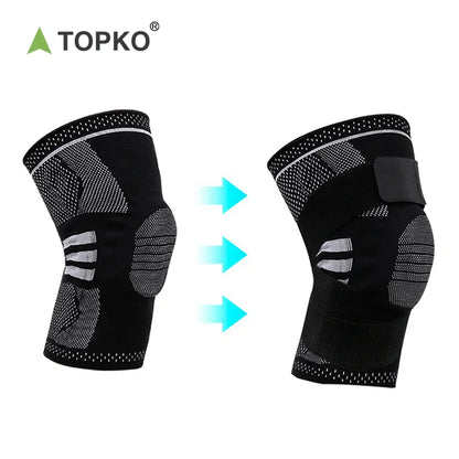 Knitted Elastic Nylon Knee Support Compression Sleeve with Adjustable Belt for Sports & Pain Relief