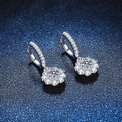 925 Sterling Silver 1-Carat Moissanite Earrings | Snowflake Screw Back Design Rica