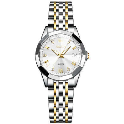 OLEVS 9931 Women's Quartz Watch – Original Luxury Stainless Steel Dual Calendar Waterproof Ladies Wristwatch Sidone