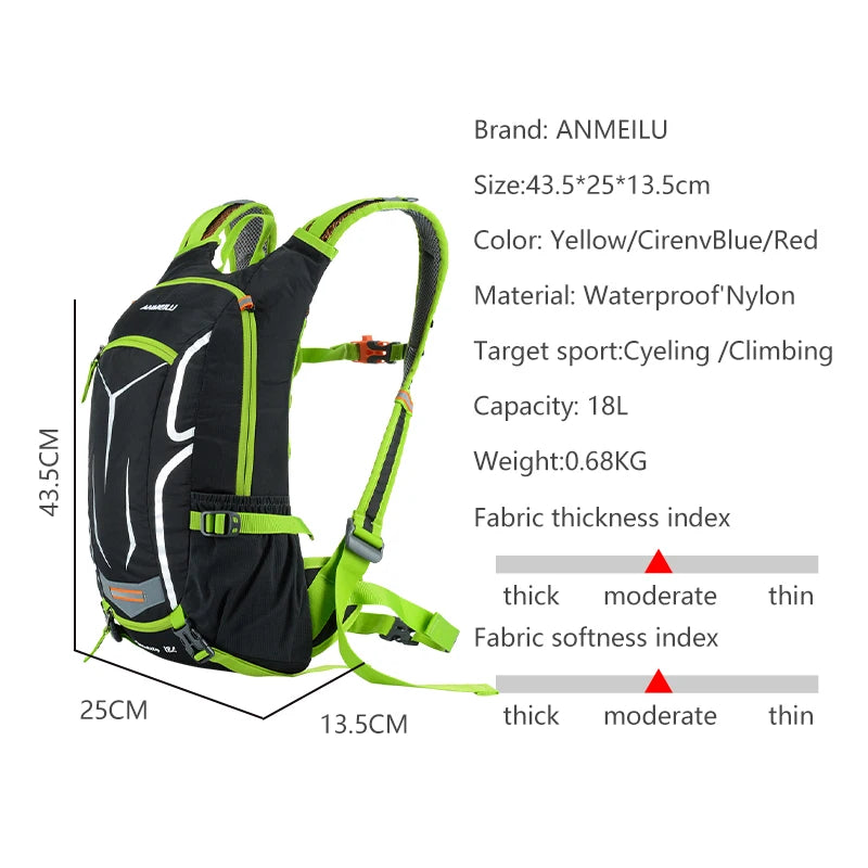 Multi-Functional 18L Outdoor Bicycle Backpack – Travel Backpack for Men & Women, Customizable Sports Bag for Hiking, Walking, and Cycling Henri