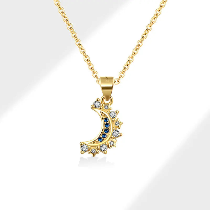 Sterling Silver Sun and Moon Couple Necklace – Custom Fine Pendant for Anniversary Gift Set Kelsa