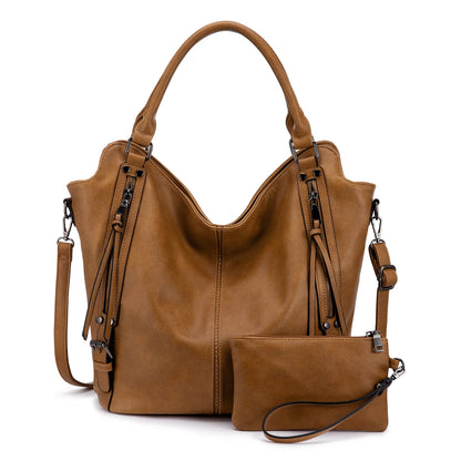 Realer Women’s PU Leather Handbags – Fashionable Hobo Shoulder Bags, Large Tote Purse for Women Angeli
