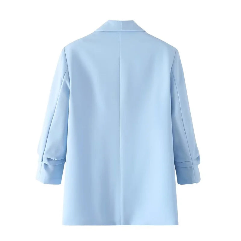 Women's Casual Loose One Button Cuff Pleated Suit Jacket Lucinda