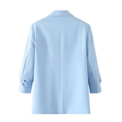 Women's Casual Loose One Button Cuff Pleated Suit Jacket Lucinda