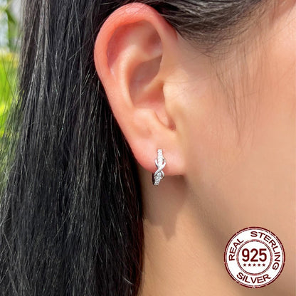 Minimalist 925 Sterling Silver Earrings for Women – 5A Cubic Zirconia Eternity Symbol Design Veron