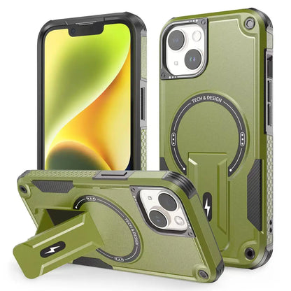Magnetic Phone Holder Case for Apple iPhone 16/15/14/13/12 Plus/Pro/Max – Shockproof Cover with Charger Support