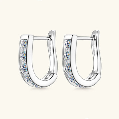 S925 Sterling Silver U-Shaped Moissanite Earrings 0.1ct, Minimalist Design, High-End Couple Style, Sweet & Modern Cora