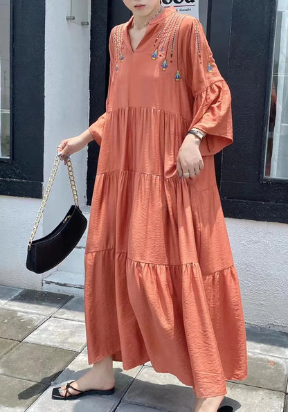Women's Vintage Embroidered Dress – Casual, Comfortable, Loose Fit, and Slimming Design Elizabeth