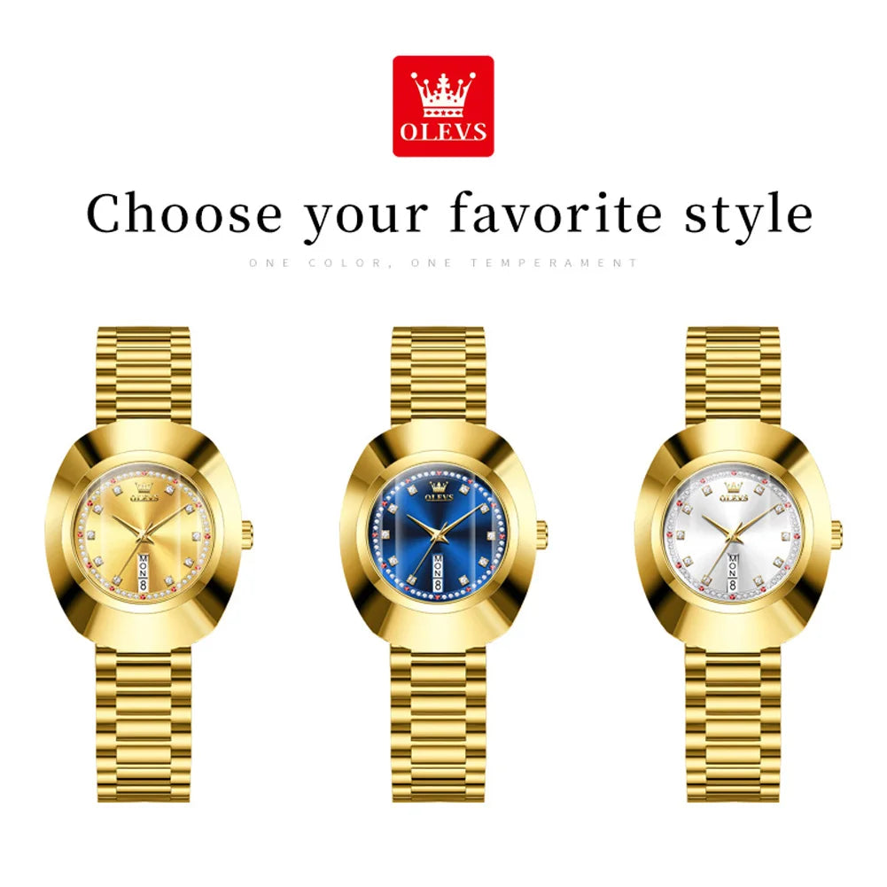 OLEVS 7017 Luxury Stainless Steel Women's Watch – Luminous, Diamond, Waterproof, Calendar Quartz Design