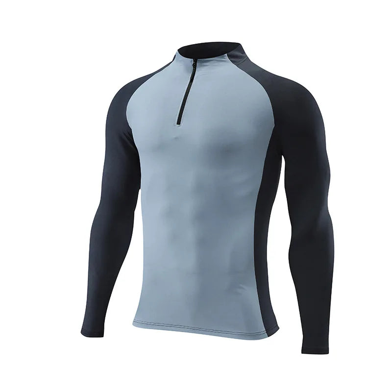 Men’s Long‑Sleeve Performance Training T‑Shirt – Quick‑Dry Half‑Zip Running & Fitness Top