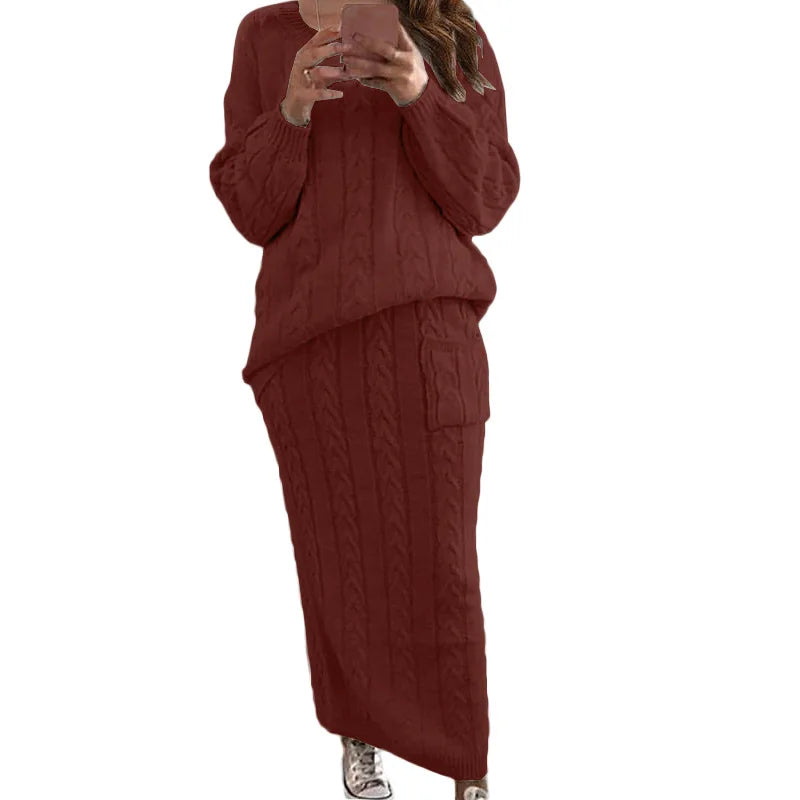Women's Multi-Color Turtleneck Sweater Set - Drop Shoulder Knitwear for Comfortable Fall Fashion Lavinia