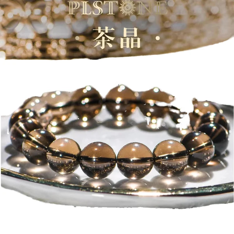 Natural Smoke Citrine Crystal Bracelet – Gold Bangle for Men and Women, Perfect Birthday Gift or Couple’s Jewelry