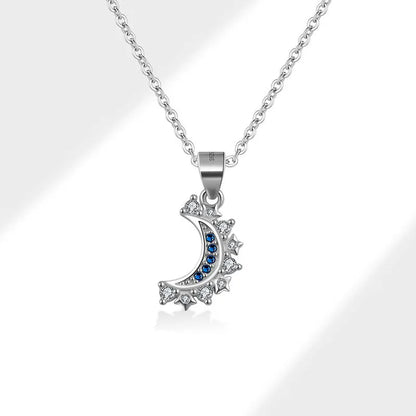 Sterling Silver Sun and Moon Couple Necklace – Custom Fine Pendant for Anniversary Gift Set Kelsa