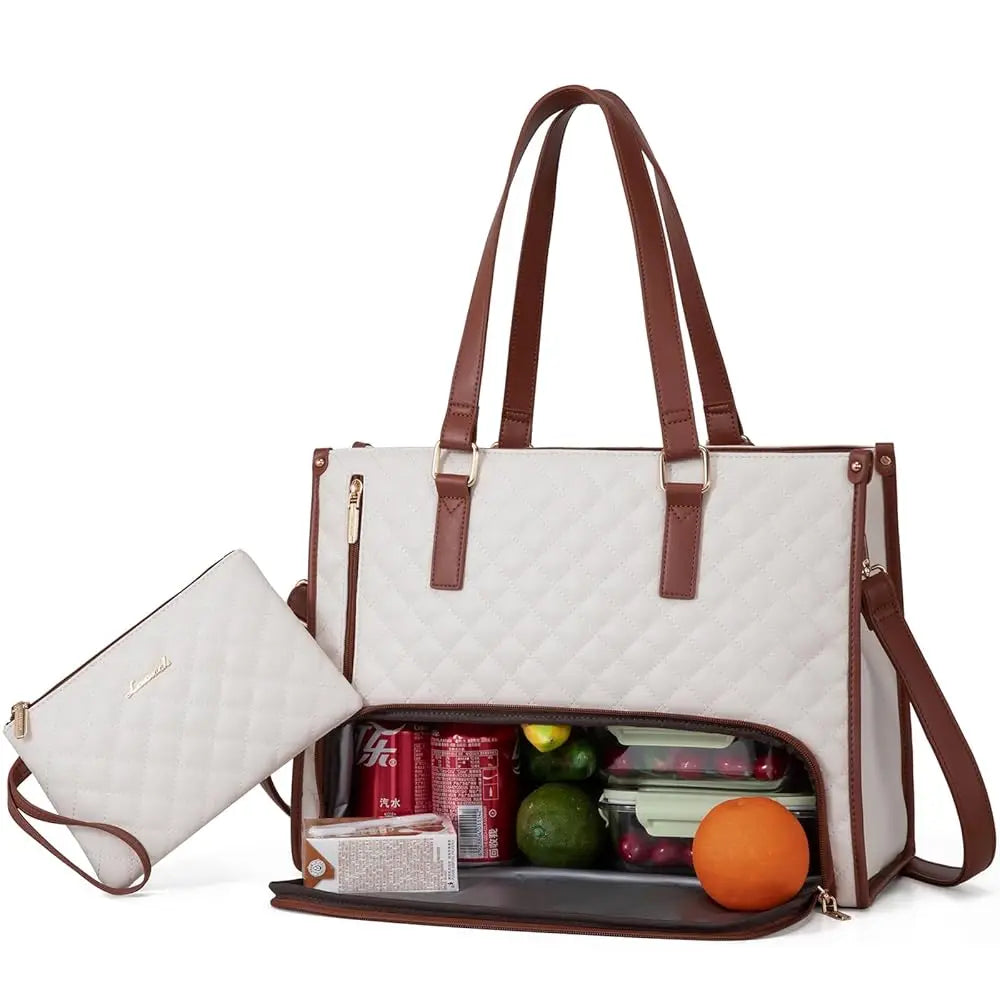 Women’s Laptop Handbag & Insulated Cooler Lunch Bag, Waterproof for Work, School, or Travel|
 2pcs Ladies Shoulder Bags Set