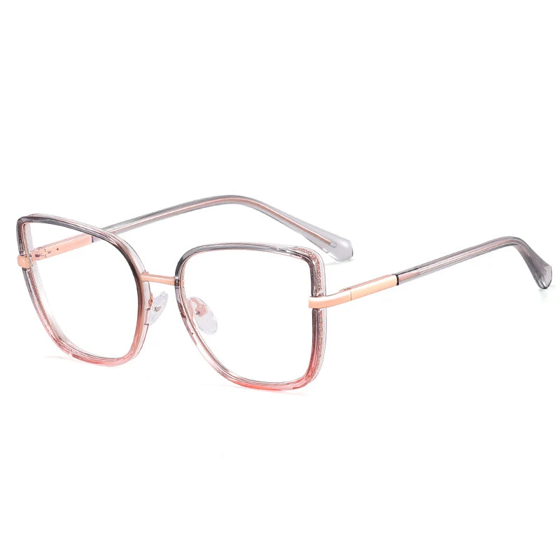 Large Frame Fashion Eyeglasses Women's Anti Blue Light Blocking Glasses