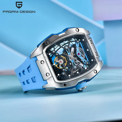 PAGANI DESIGN PD‑YS018 Men’s Automatic Skeleton Watch with Sapphire Glass, Luxury Mechanical Wristwatch 50M Waterproof