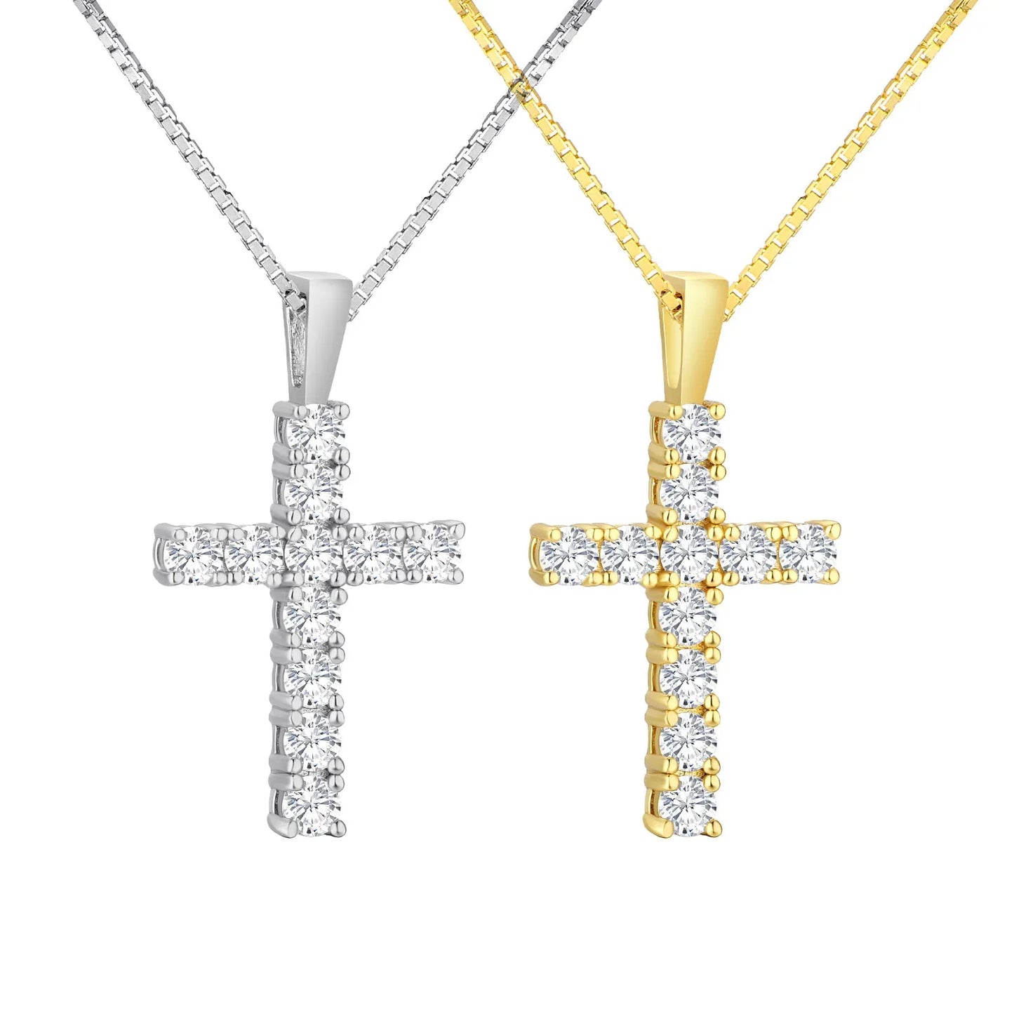 Moissanite Cross Pendant Necklace - 925 Sterling Silver Christian Jewelry for Women & Men