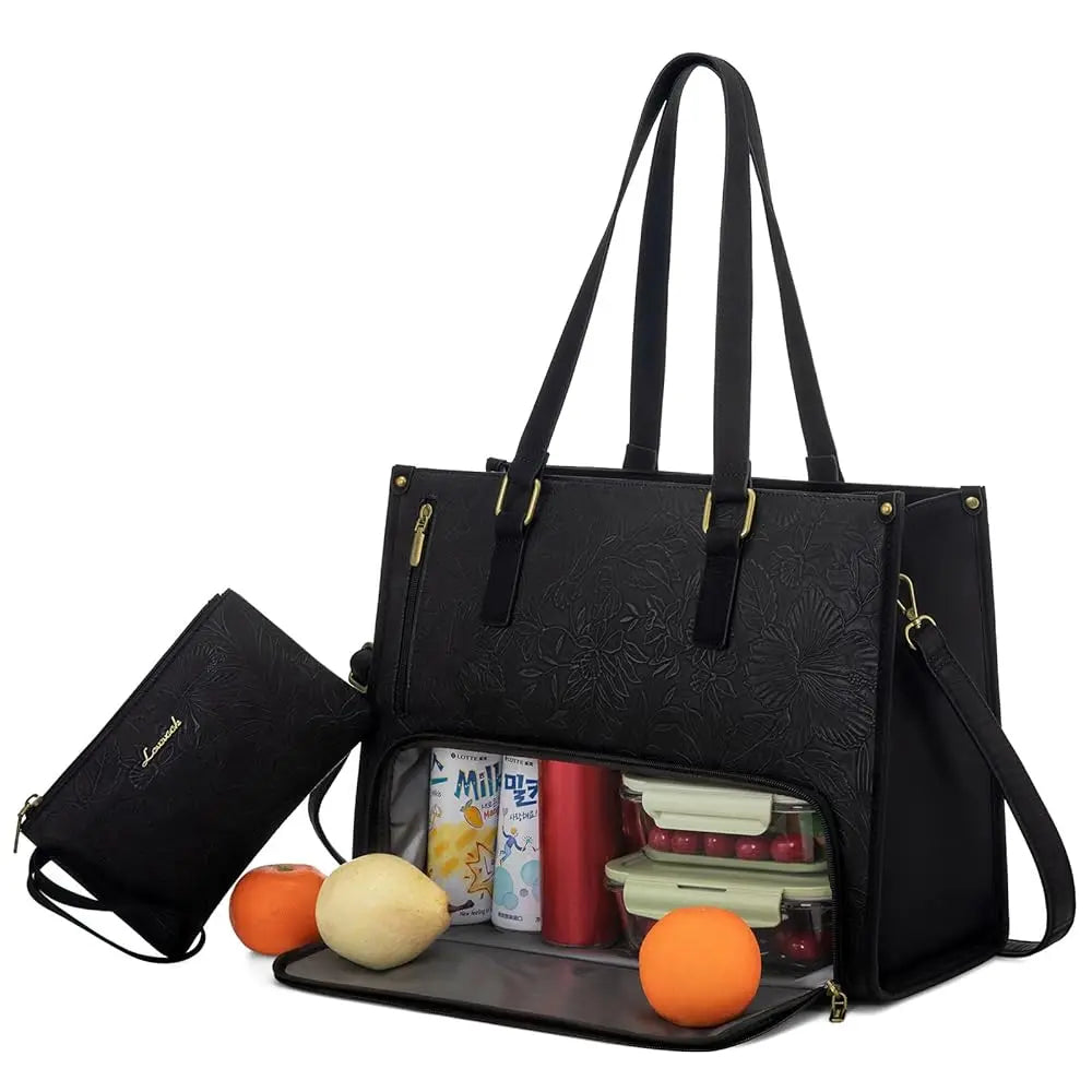 Women’s Laptop Handbag & Insulated Cooler Lunch Bag, Waterproof for Work, School, or Travel|
 2pcs Ladies Shoulder Bags Set