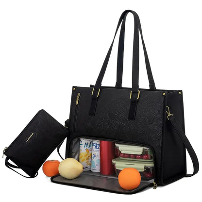 Women’s Laptop Handbag & Insulated Cooler Lunch Bag, Waterproof for Work, School, or Travel|
 2pcs Ladies Shoulder Bags Set
