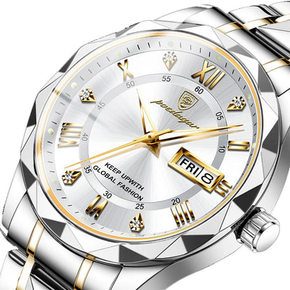 POEDAGAR 615 Waterproof Men's Watch – Luxury Quartz Wristwatch with Date & Week Display