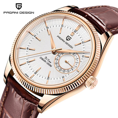 PD1689 PAGANI DESIGN Men’s Quartz Watch | Luxury Business Wristwatch with Sapphire Glass, Genuine Leather Strap, Waterproof