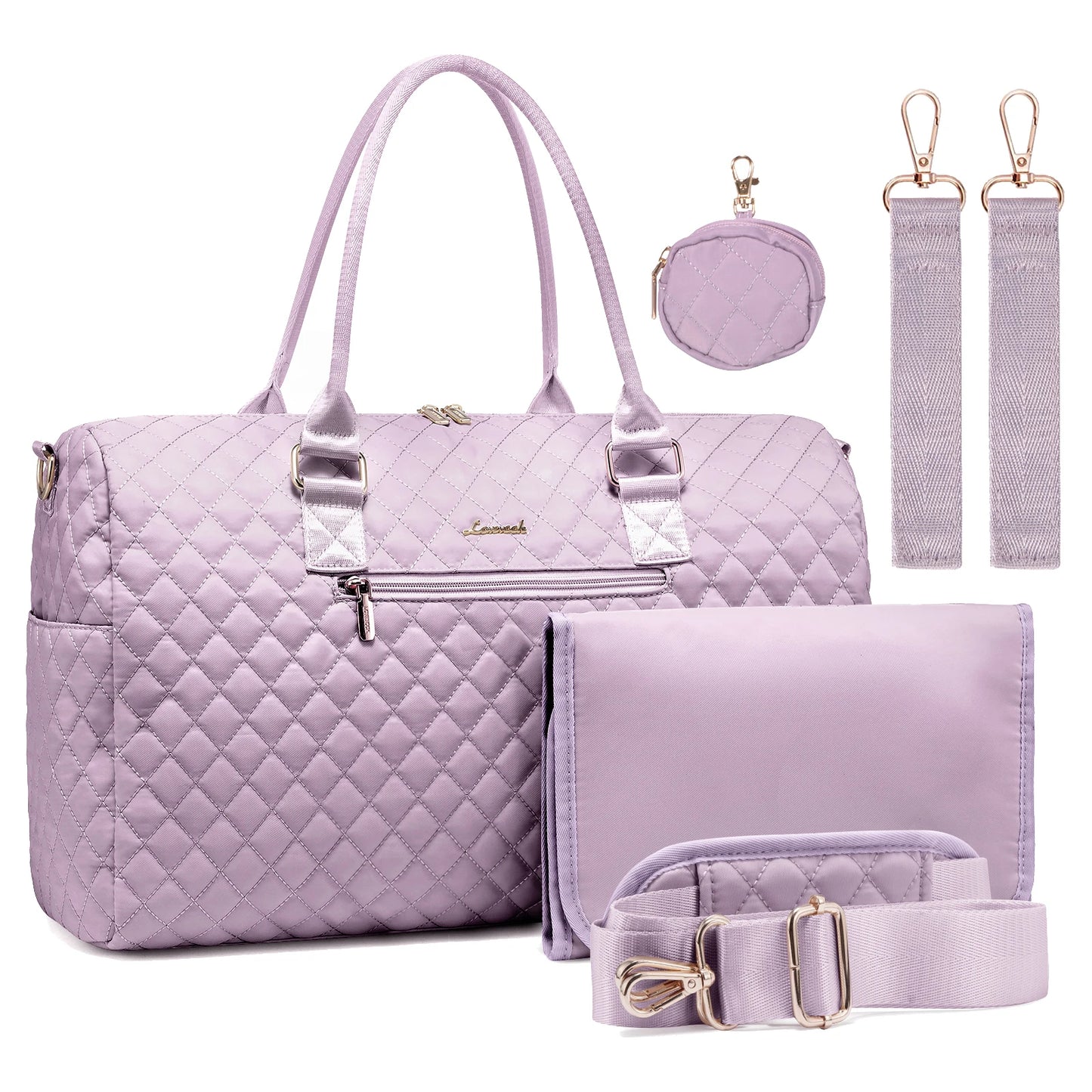 Waterproof Mommy Travel Bag | Large Capacity Duffle with Changing Pad & Pacifier Case Sarah