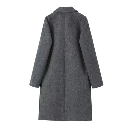 Women's Mid-Length Lapel Coat - Autumn & Winter Loose Button Jacket Ursula