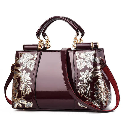 Large Capacity Women's Shoulder Bag - Sequins Flower Pattern Crossbody Handbag for Everyday Use