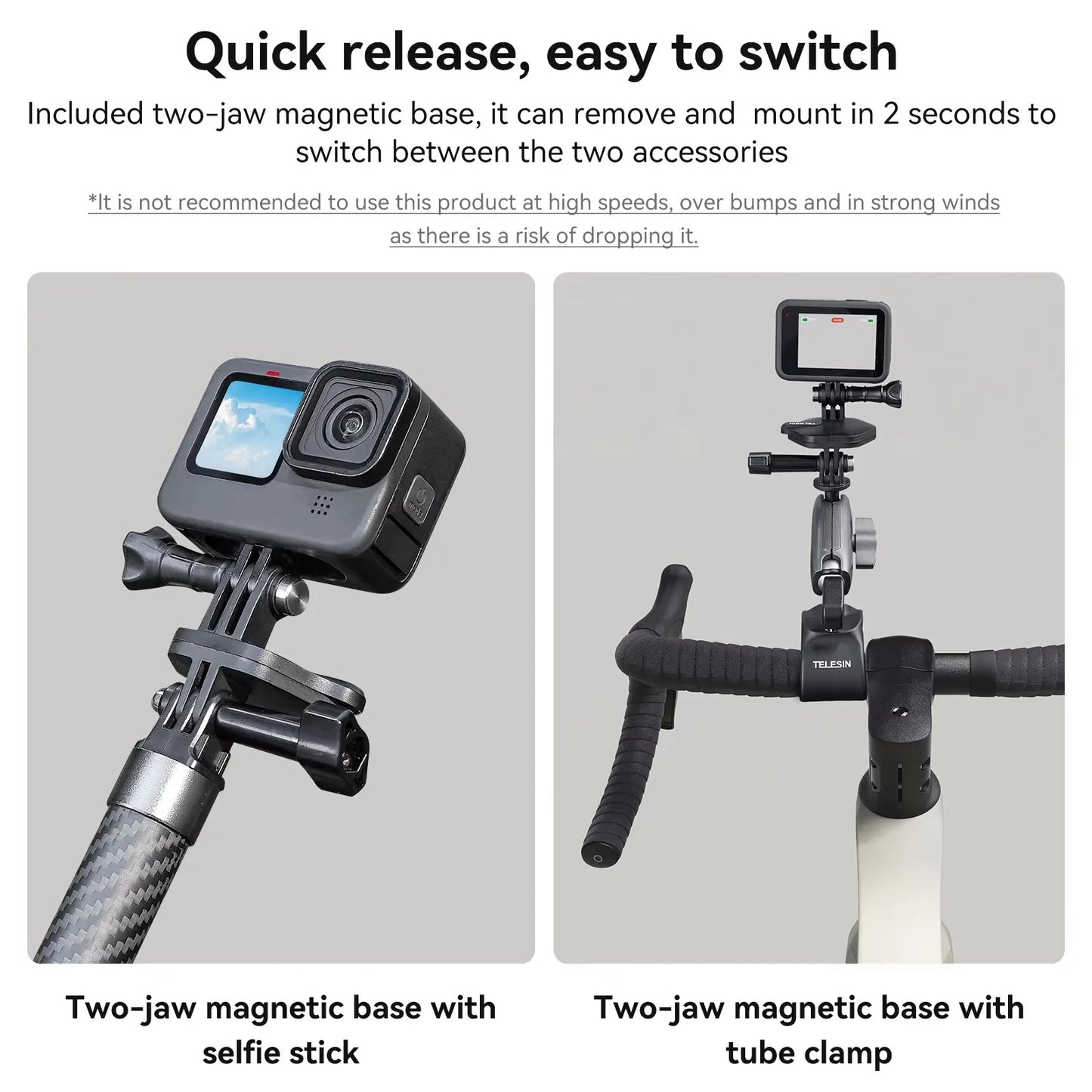 TELESIN Magnetic Quick-Release Halter Bracket | Action Camera Mount for GoPro Hero, Insta360, DJI, and Mobile Phones