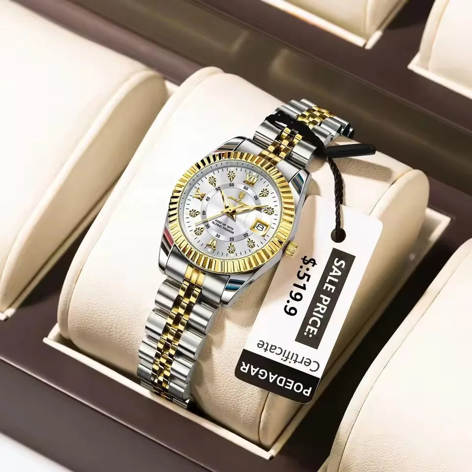 POEDAGAR 780 Luxury Quartz Watch for Women – Elegant Waterproof Luminous Ladies Stainless Steel Watch