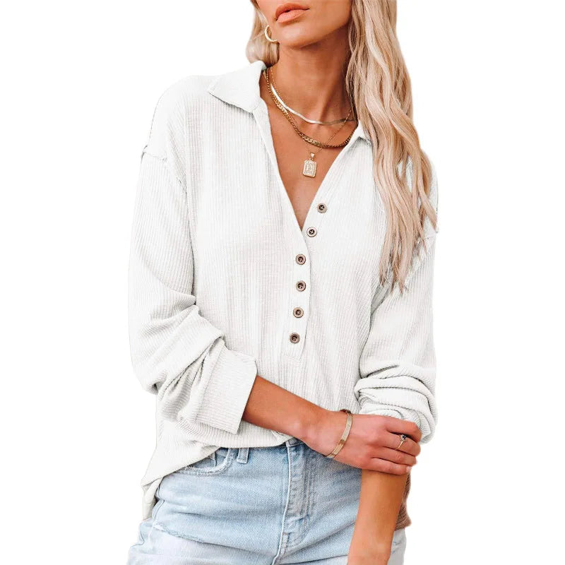 Elegant Women's Long-Sleeved Lapel Top for Autumn & Winter Outfits