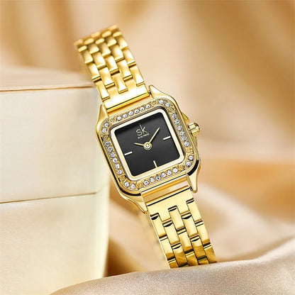SHENGKE Elegant Square Women’s Watch – Luxury Diamond Wristwatch Gift