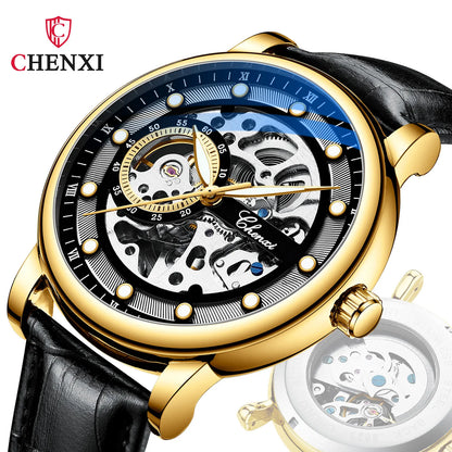 CHENXI 8843 Men’s Luxury Mechanical Watch – Automatic Skeleton Design, Waterproof Business Wristwatch