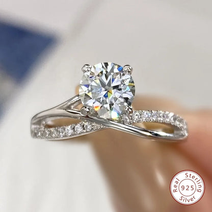 925 Sterling Silver Luxury X-Shape Moissanite Ring – Full Eternity Solitaire Wedding Jewelry for Women