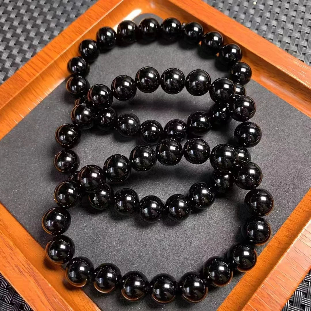 Natural Black Tourmaline Crystal Bracelet – 10MM Healing Beads | Perfect Gift for Energy Protection & Wellness